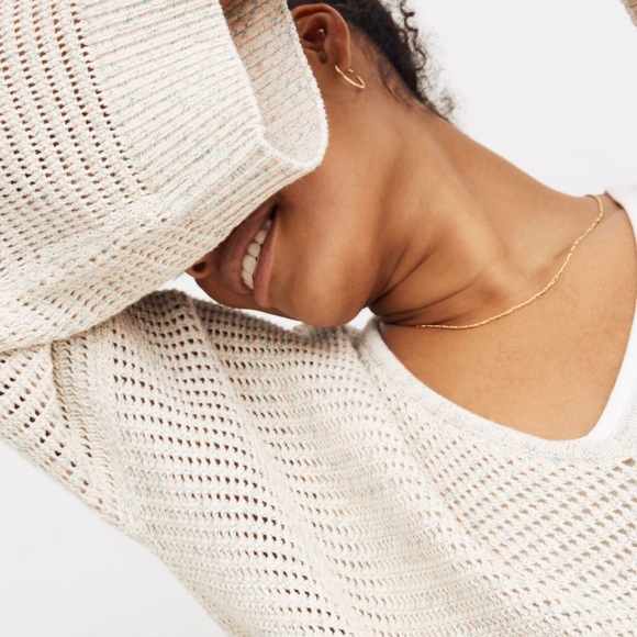 Madewell NWT rainbow marled Seville Cream Knit V-Neck Sweater - Picture 4 of 4